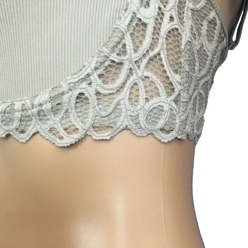 Paramour Marron Cami Bra Ribbed Knit Lace Trim Unpadded Wired